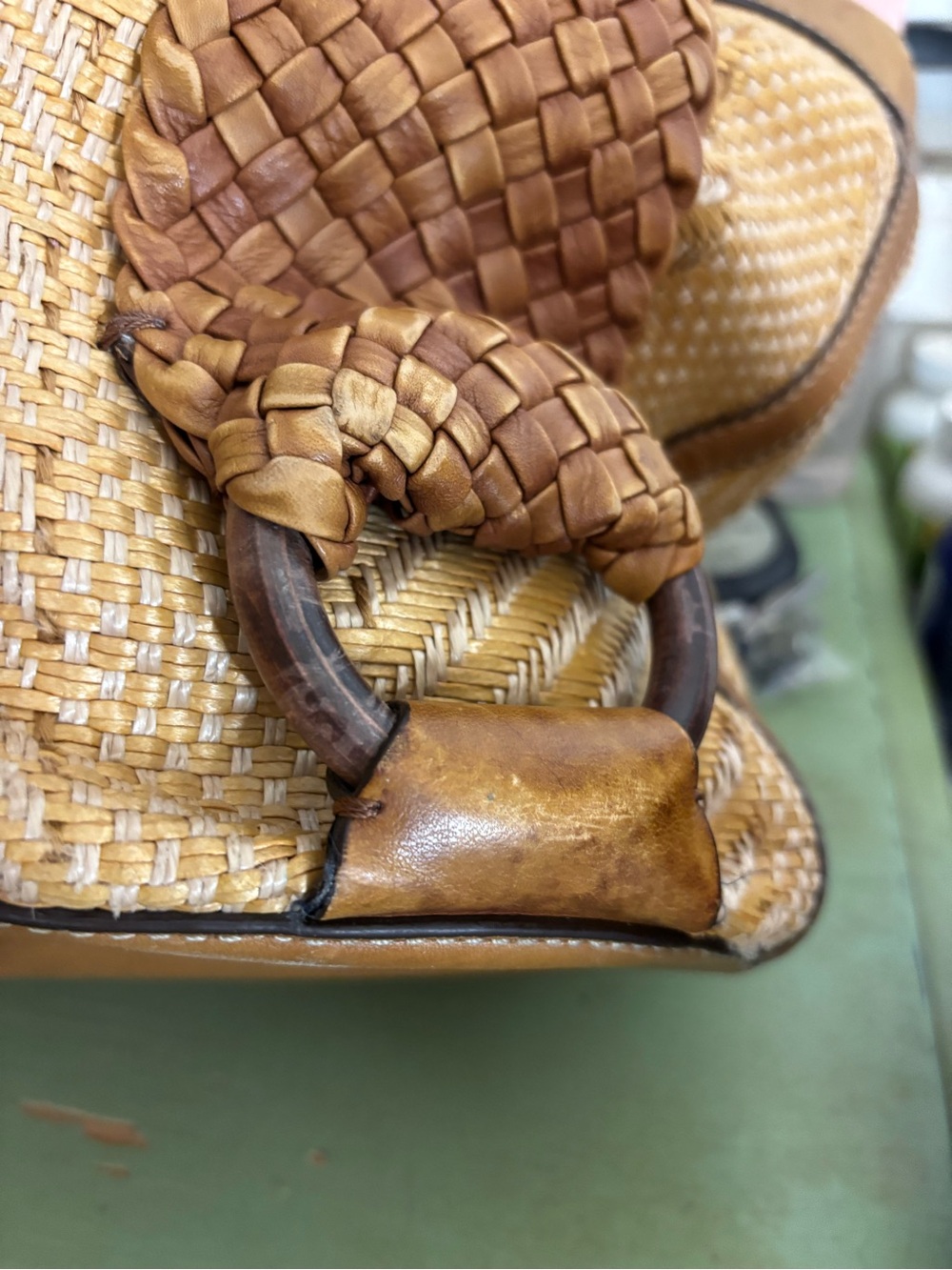 Cole Haan Woven Tan Tote with Braided Handles - Picture 7 of 10